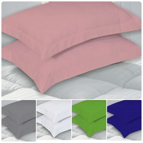 2X Oxford Pillow Cases Luxury Poly Cotton Pair Pack Plain Bedroom