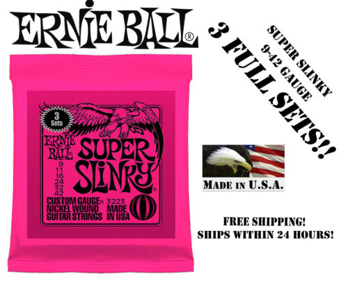 **3 SETS ERNIE BALL 2223 SUPER SLINKY ELECTRIC GUITAR STRINGS 9-42** - Afbeelding 1 van 1