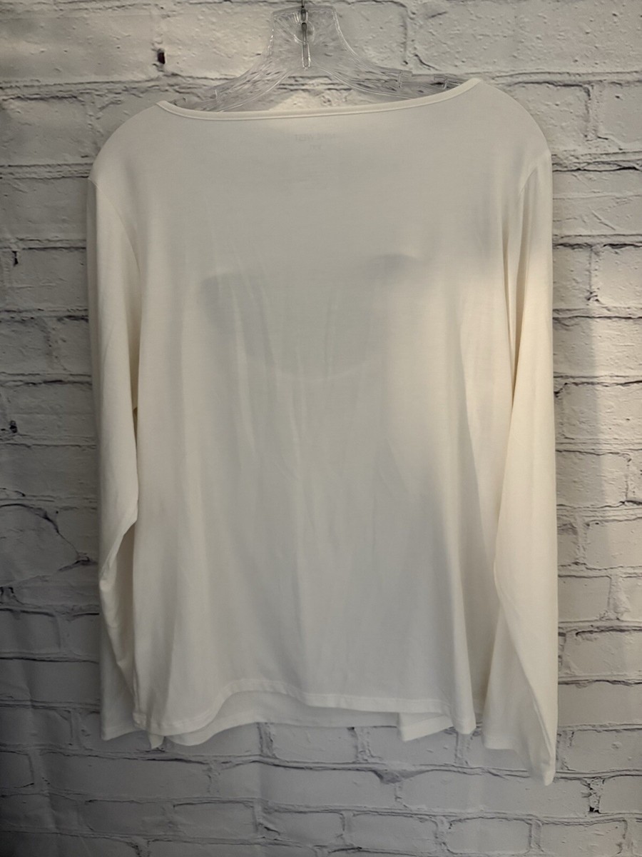 Nine West Solid Ivory Long Sleeve Lightweight Top NWT Women's XXL