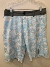 Pelagic Sharkskin Pro Men's Board Shorts Camouflage Blue/White/Gray Sz 30
