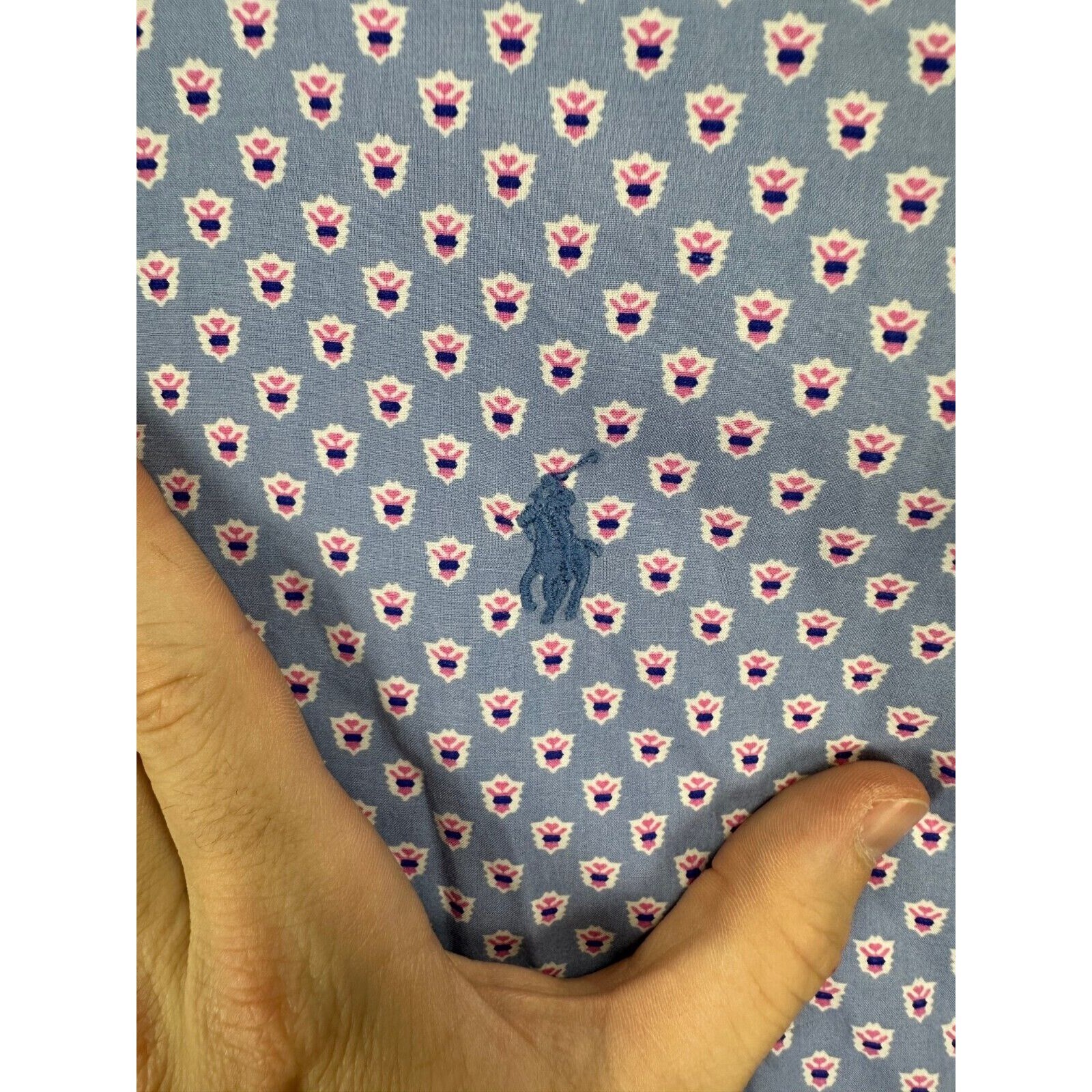 Polo Ralph Lauren camicia con bottoni adulto grande viola geometrica elasticizzata pony uomo