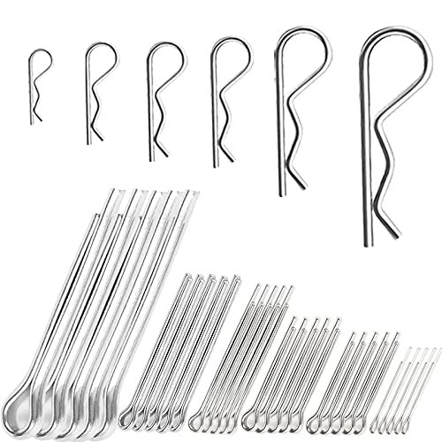 60 Pcs Cotter Pin Hair Pin Assortment Kit Zinc Plated R Clip Key Fastener Fit... Picture 1 of 8