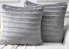 NEW Rosuba Throw Pillow Covers Set of 2 Boho Striped 18 x 18 Grey