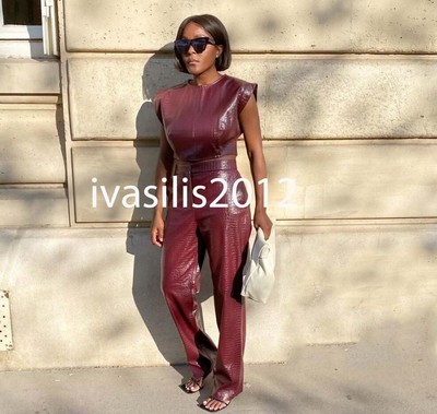 ZARA NEW FAUX LEATHER TROUSERS PANT 
