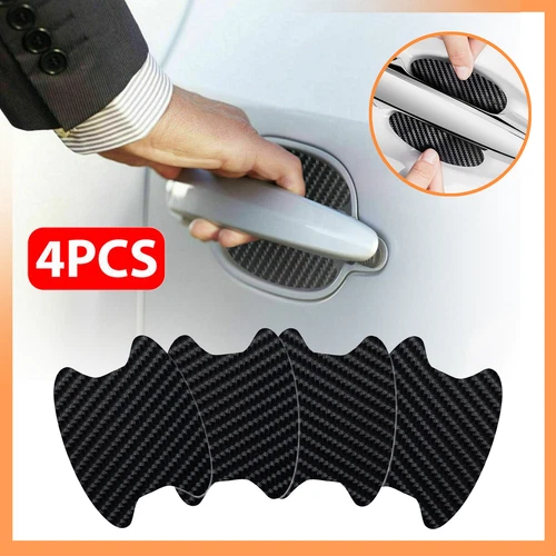 4Pcs Car Door Handle Protector Film Anti-Scratch Sticker Carbon Fiber black
