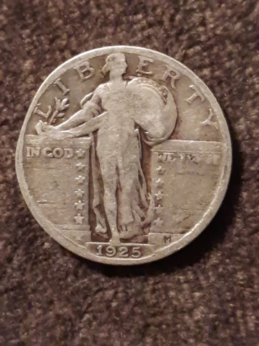 1925 Standing Liberty Quarter Dollar Silver, Good Condition
