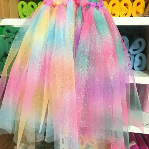 10 Yard Rainbow Glitter Craft Fabric Tutu Tulle Roll Soft Netting Wedding Decor - Picture 3 of 14