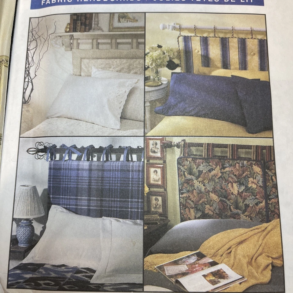 LOT OF 4 New Home Decor Sewing Patterns UNCUT Slipcovers Pillows Headboard Swag - Image 2 of 4