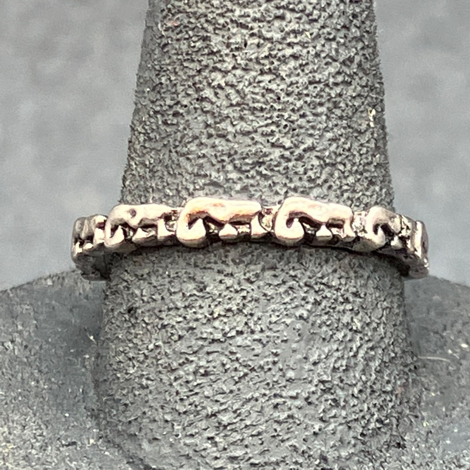 Tiny Elephant Silver Ring Size 9 Good Luck Unisex… - image 1