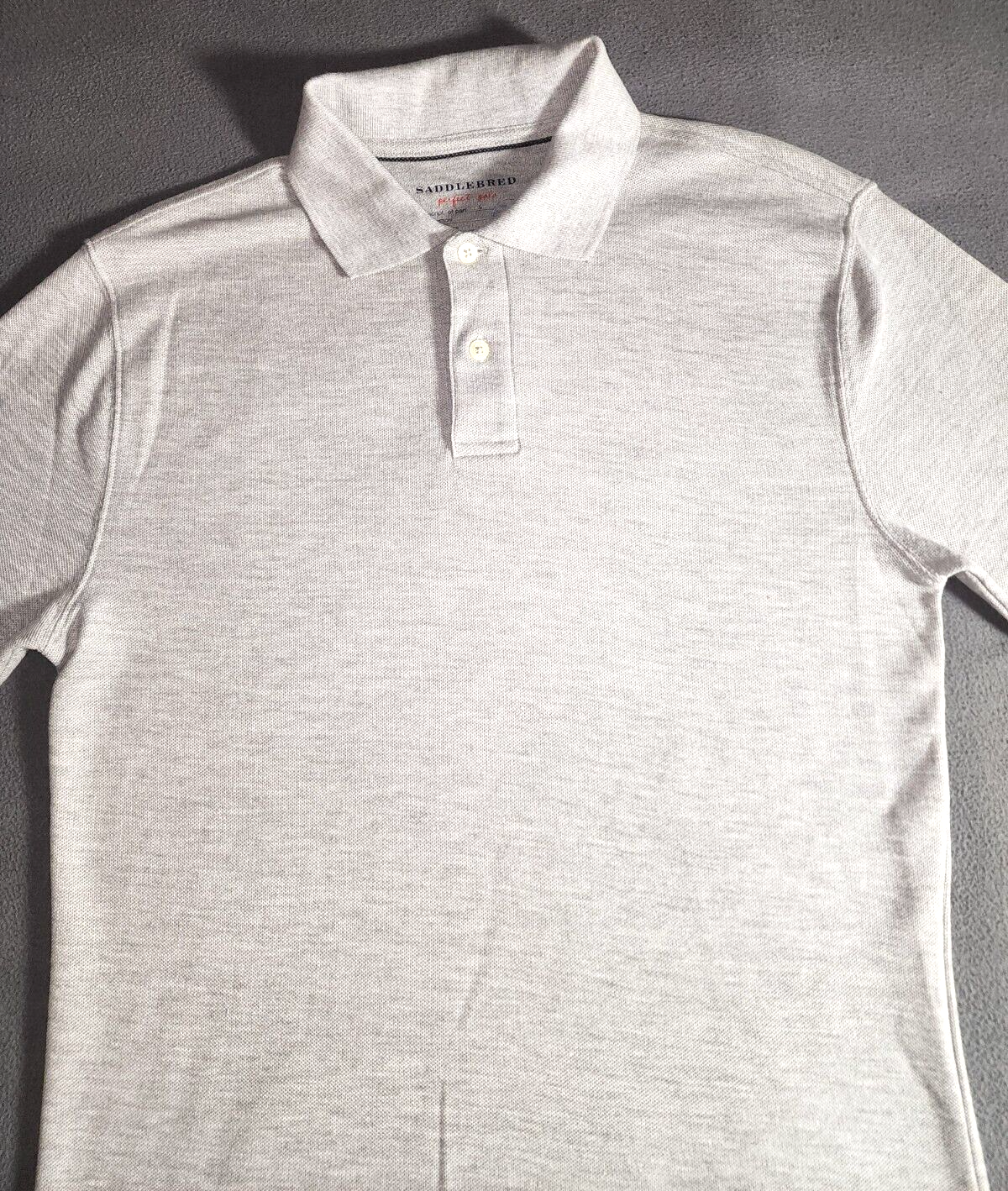 PONY Camicia Saddlebred Uomo Piccola Grigio Manica Corta Quarto Bottone Collo Polo Perfetta