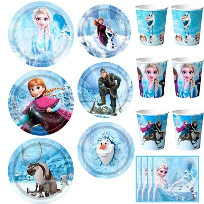 INBOXXARTY Disney Frozen Party Decor Tableware 60 Plates with Frozen,30 Frozen Napkins Cups