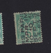 Timbre France Préoblitéré N° 15 preo 15 5 c Sage oblitération 5 lignes 191205