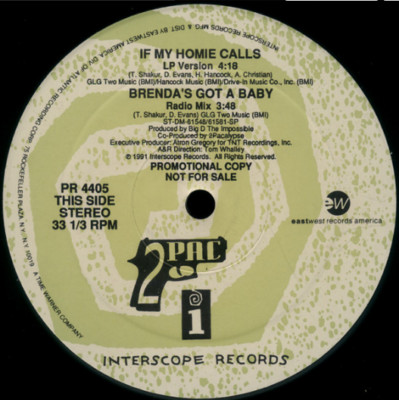 2Pac   If My Homie Calls / Brenda's Got A Baby (1992) vinyl excellent 12'' single