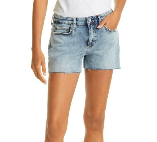 Low-Rise Slim Fit Loopback Denim Shorts 