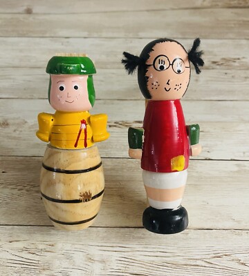 2x Matracas Mexicana Chavo Del Ocho Y Chilindrina Mexican Wooden Noisemaker