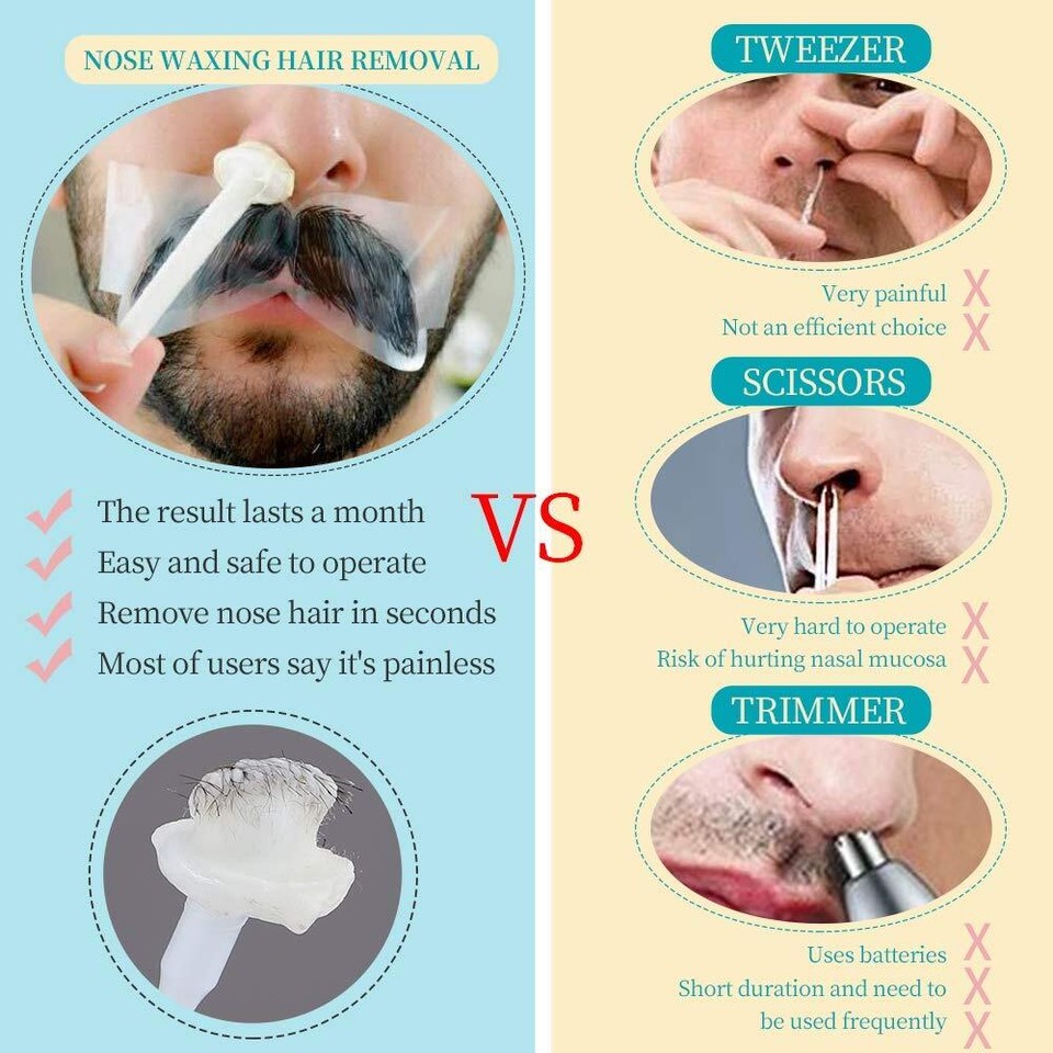 Nose Wax Hair Remover Nose Wax Kit with 30 Pcs Nose Wax Sticks for Men