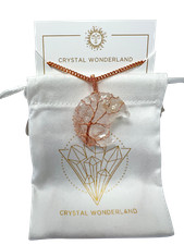 Clear Quartz Rough Half Moon Shape Cristal Pendant Necklace Copper Healing