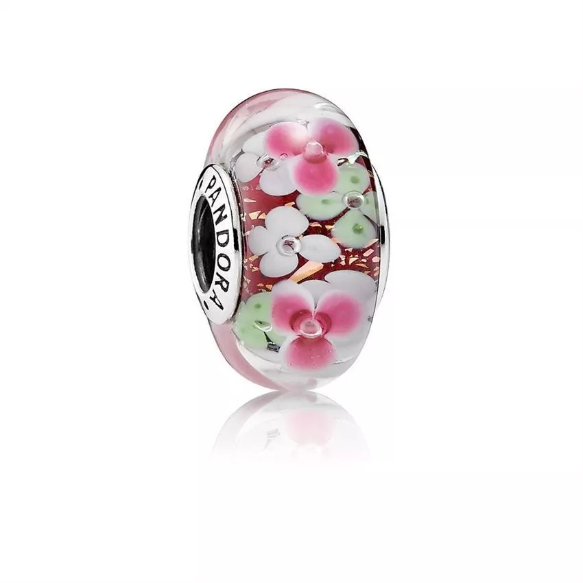 Flower Garden 791652 New Pandora Murano Glass Charm Bead w pouch