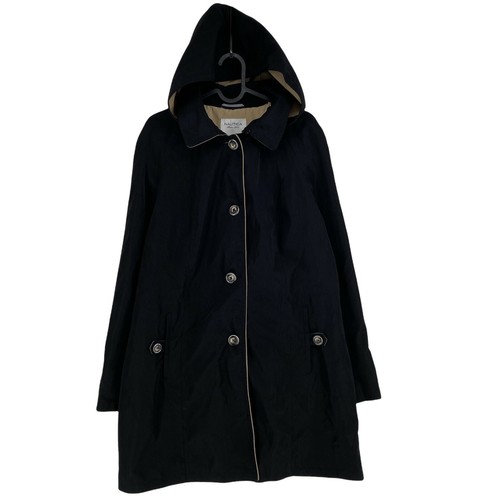 NAUTICA Black Hooded Trench Coat Size 