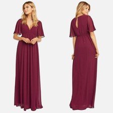 Show Me Your MuMu Emily Maxi Dress Size Medium Womens Merlot Chiffon V Neck
