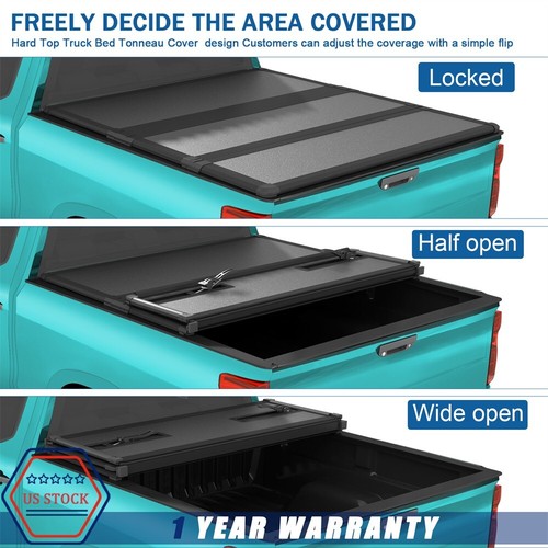 Hard Tri-Fold Tonneau Cover 6.5ft Bed Fits Chevy Silverado GMC 07-13 Sierra 1500 - Picture 2 of 8