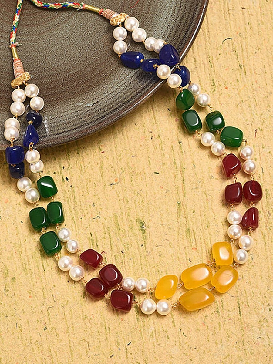 Bollywood Crystal Multi Beads Necklace Indian Jewelry Designer