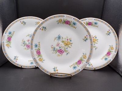 3 Vintage Liling Fine China Dinner Plates 10.5'' Delicate Floral on White C25