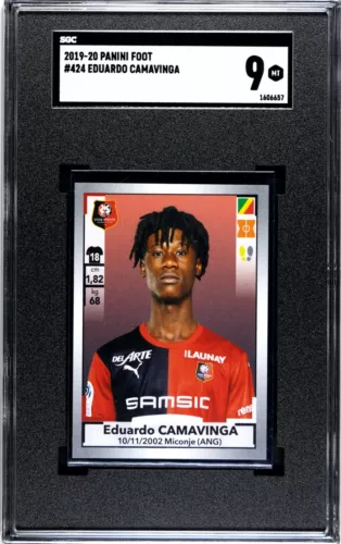 2019-20 Panini Foot #424 Eduardo Camavinga Rookie Sticker SGC9