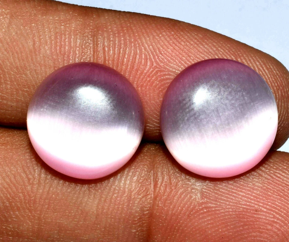 Pair Of 17.75 Ct Lab-Grown Pink Cat's Eye Rarest Quartz Gems for Jewelry Use - Image 2 of 3