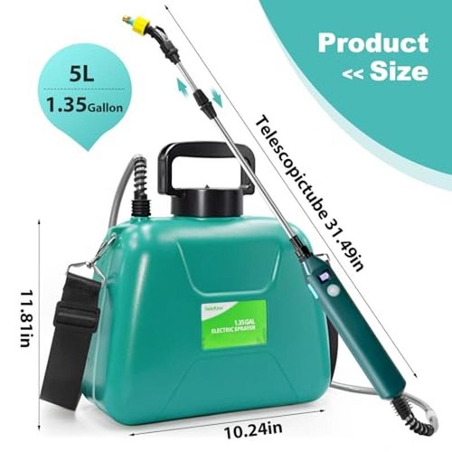 5L Electric Sprayer USB Rechargeable Handle 3 Nozzles Garden Sprayer for Lawn - Picture 8 of 8