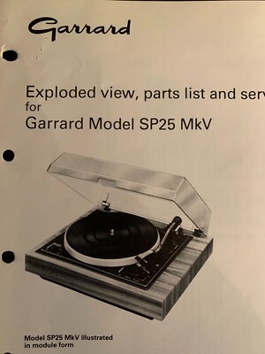 Garrard Model SP25 MKV Turntable ORIGINAL Exploded View - Parts