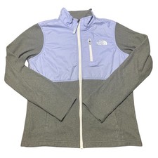 The North Face Girls L Purple Gray Full Zip Hoodie Youth Jacket Fleece Two Toned