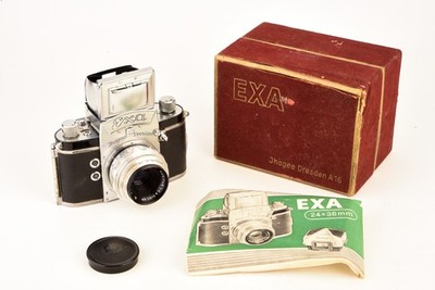 Exakta EXA Ihagee 35mm Film SLR Camera w/ Meritar 50mm f/2.9 Lens in Box V22