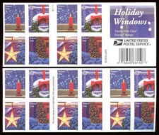 Holiday Windows 1 Booklet of 20 Stamps Authentic USA Forever First Class Mail