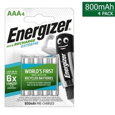 Energizer Rechargeable AAA Batteries - Pack of 4 800mAh 1.76 per battery