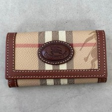 Burberry Nova Check Horse Logo Key Case Leather PVC Coated Canvas Mint gift