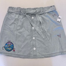 Disney Cinderella Women  s XLARGE Patch Chambray Paperbag Waist Skirt Gus Birds