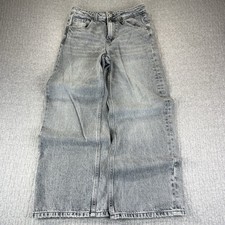 New ZARA baggy wide leg Grey Dress Jeans Girls 11-12 Women 24X25 1/2 high rise