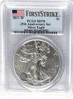 2011 W BURNISHED SILVER EAGLE W MINT MARK 25TH ANNIV. FIRST STRIKE PCGS MS70