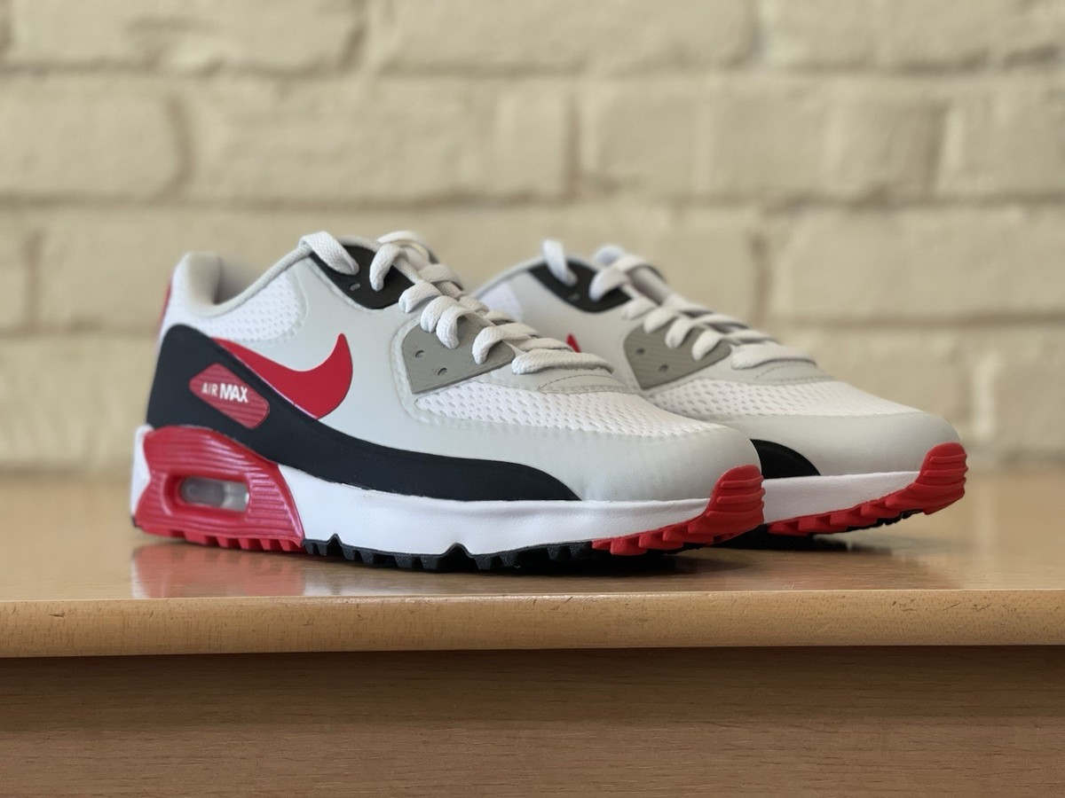 Nike Air Max 90 Fire Red PGA Masters Black White Golf Shoes Men Sz
