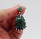 Navajo Earrings Sterling Turquoise Geneva Apachito Drop Dangle Pierced 1- 7/8" L — photo 2
