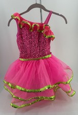Weissmsn Girls Dance Costume Medium 10/12 Pink Sequins Tulle Say Hey I Love You