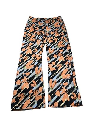 Cache Floral Abstract Wide Leg Pants 12 Retro Y2K Statement