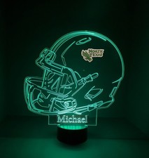North Texas Mean Green, Modern style helmet 3D Led light w/base personalized