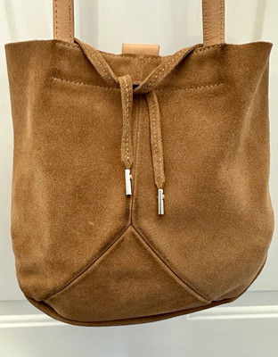 ECCO Brown Suede Leather  Simple Crossbody Shoulder Purse Bag 80-90s Style