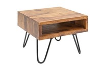 Beistelltisch Mit Stauraum 45 X 35 X 45 Cm (Lxbxh) Sheesham Metall Hairpin Legs