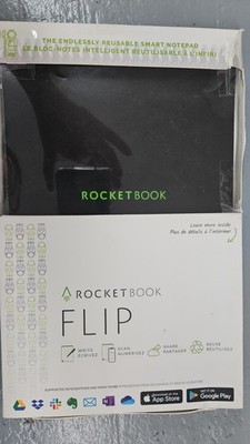 Rocketbook - Flip Smart Reusable Notebook Dot-Grid/Lined 6'' x 8.8'' - blak