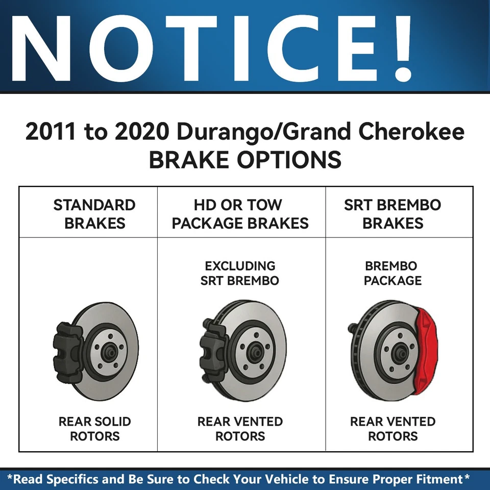 Pastillas de rotores de freno perforados delanteros traseros de 10 piezas para Dodge Durango Jeep Grand Cherokee Foto 3 de 4