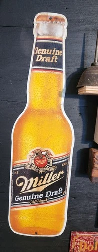 Miller Breweriana Collectible Beer Bottle Tin Sign Vintage Bar Decor