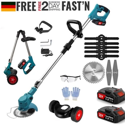 SUMEBER 21V Elektro Akku Rasentrimmer mit 2x Akku und Ladegerät Freischneider Motorsense